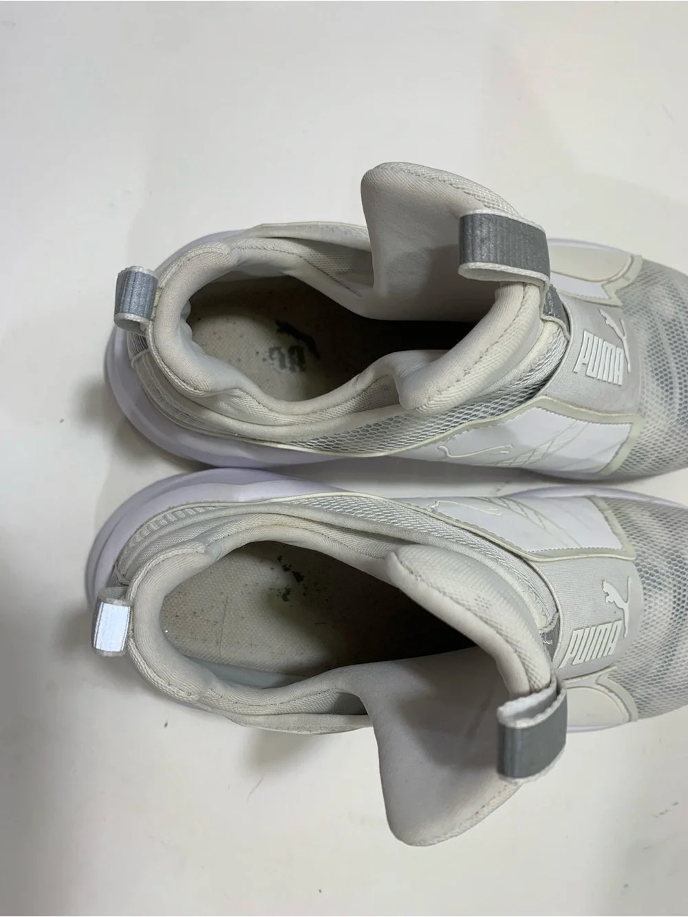 Puma Women’s White and Gray Slip-On Athletic Sneakers